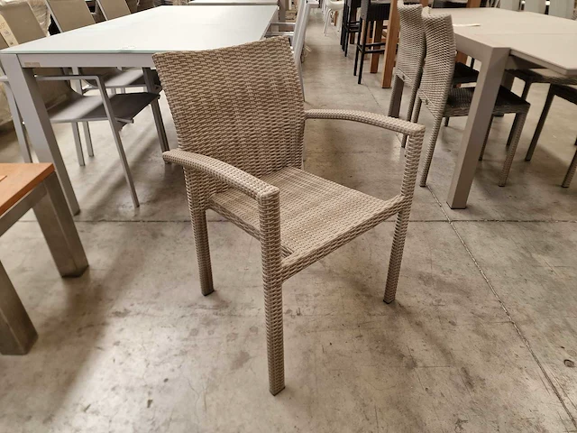 4 x luxury lounge wickerstoel stapelbaar platte draad antique kobo - afbeelding 2 van  5