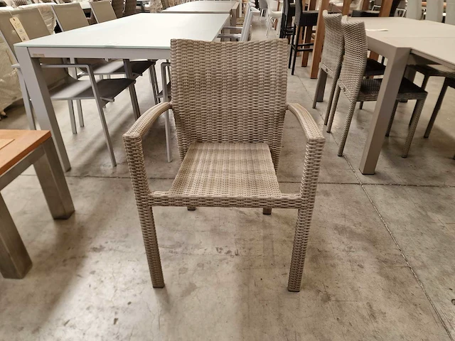 4 x luxury lounge wickerstoel stapelbaar platte draad antique kobo - afbeelding 3 van  5
