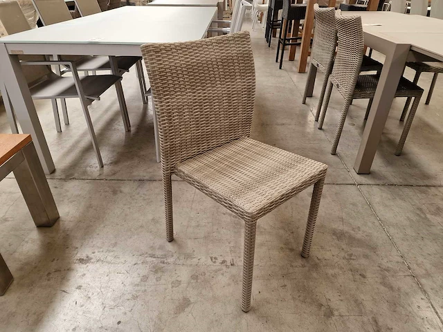 4 x luxury lounge wickerstoel stapelbaar platte draad antique kobo - afbeelding 1 van  4