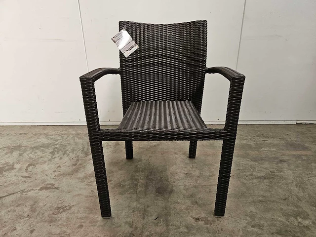 4 x luxury lounge wickerstoel stapelbaar platte draad java brown - afbeelding 2 van  4
