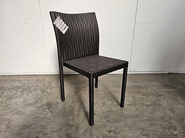4 x luxury lounge wickerstoel stapelbaar platte draad java brown - afbeelding 1 van  4