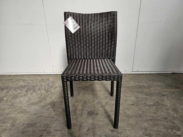 4 x luxury lounge wickerstoel stapelbaar platte draad java brown - afbeelding 2 van  4