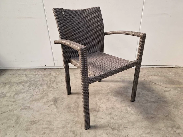 4 x luxury lounge wickerstoel stapelbaar platte draad taupe - afbeelding 1 van  4