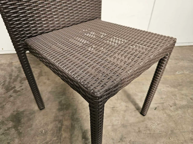 4 x luxury lounge wickerstoel stapelbaar platte draad taupegrijs - afbeelding 4 van  4