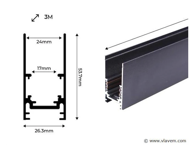 4 x magnetische opbouwrail 48v – 3 meter. - afbeelding 5 van  5