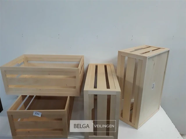 4 x opbergkist hout 40x26x16 cm - afbeelding 1 van  3