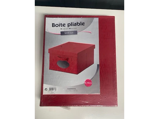 4 x opvouwbare opbergdozen + deksel - l35 x b28 x h18 cm. - lederlook - 2 bruin, 2 rood - afbeelding 1 van  2