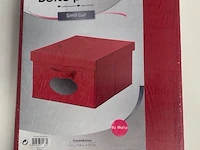 4 x opvouwbare opbergdozen + deksel - l35 x b28 x h18 cm. - lederlook - 2 bruin, 2 rood - afbeelding 1 van  2