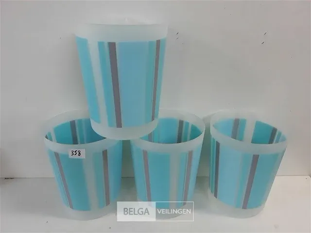 4 x prullen mandje pvc lijnen hoogte 24 cm diameter 19 cm - afbeelding 1 van  3