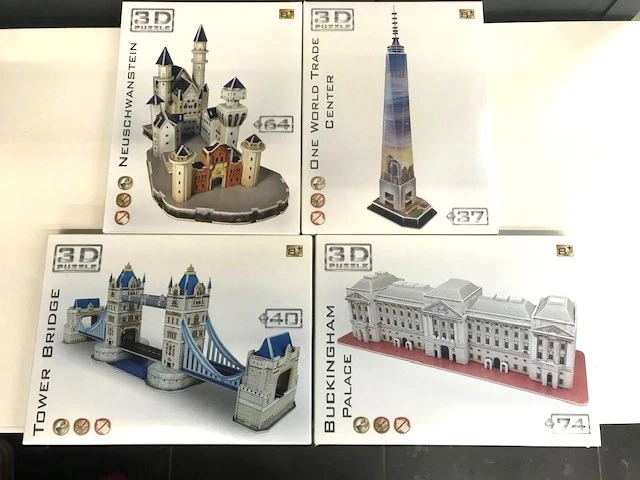 4 x puzzel 3d - 4 verschillende 3d-puzzels - afbeelding 1 van  6