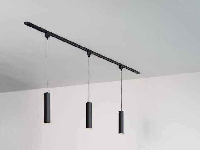 4 x railspot gu10 decoratief hanglamp cilinder 24cm zand zwart - afbeelding 1 van  8