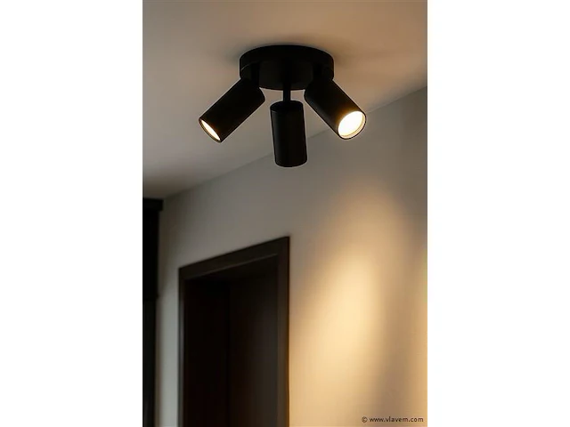 4 x ronde opbouwarmatuur gu10 – 3 draaibare – zwart – aluminium – ø150 mm – ip20 - afbeelding 2 van  5