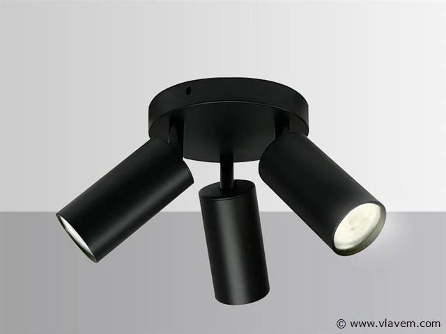 4 x ronde opbouwarmatuur gu10 – 3 draaibare – zwart – aluminium – ø150 mm – ip20 - afbeelding 4 van  5
