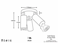 4 x ronde opbouwarmatuur gu10 – 3 draaibare – zwart – aluminium – ø150 mm – ip20 - afbeelding 5 van  5