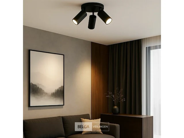4 x ronde opbouwarmatuur gu10 – 3 draaibare – zwart – aluminium – ø150 mm – ip20 - afbeelding 1 van  6
