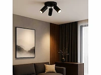 4 x ronde opbouwarmatuur gu10 – 3 draaibare – zwart – aluminium – ø150 mm – ip20 - afbeelding 1 van  5
