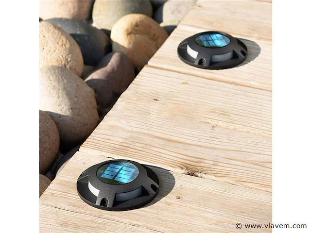 4 x solar 4 lichts led grond spot zwart - afbeelding 4 van  8