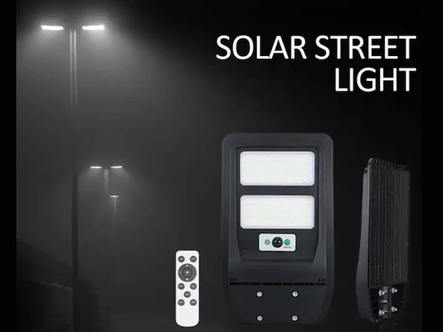 4 x solar straat lantaarn 50 watt zwart - afbeelding 1 van  4