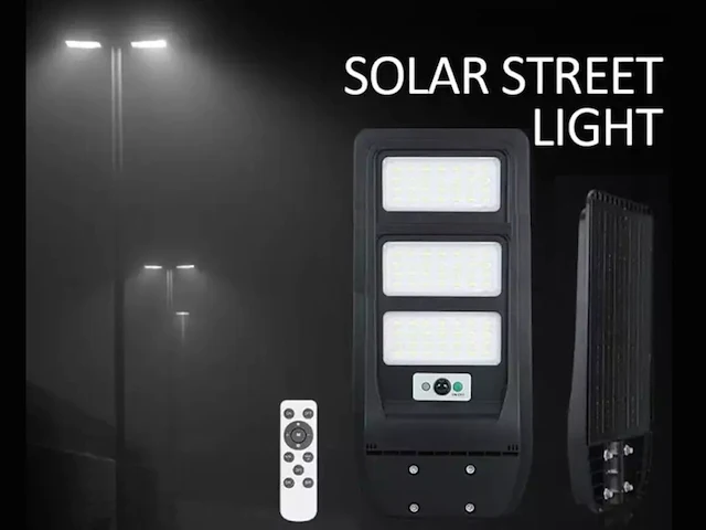 4 x solar straatlantaarn 100 watt zwart - afbeelding 3 van  6