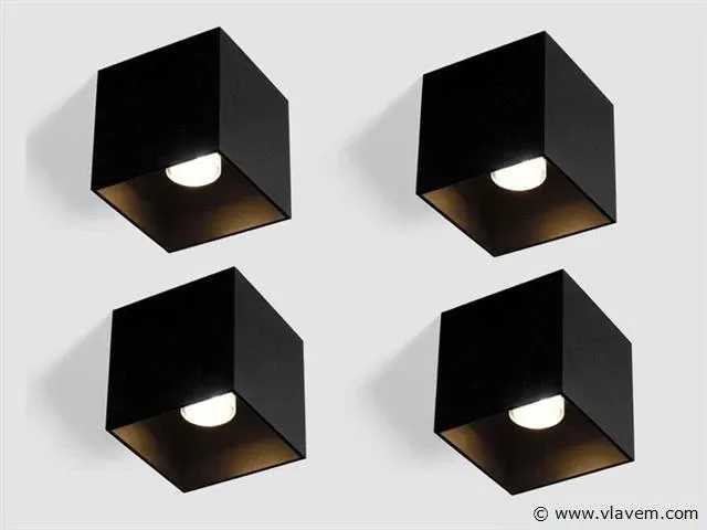 4 x solo cube plafond spot zwart - afbeelding 1 van  7