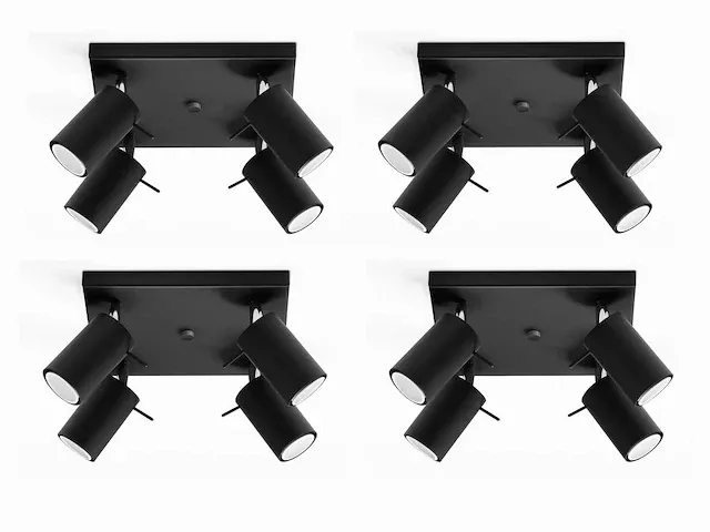 4 x solo focus plafond quad armatuur zwart - afbeelding 1 van  4