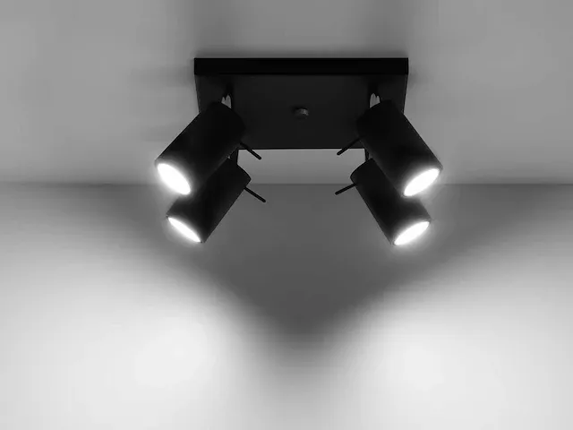4 x solo focus plafond quad armatuur zwart - afbeelding 2 van  4