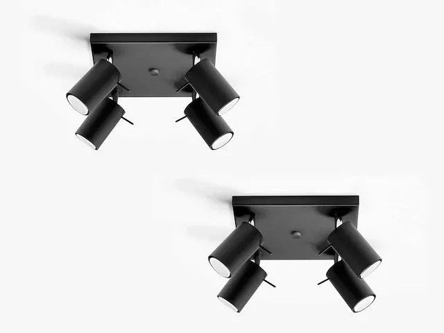 4 x solo focus plafond quad armatuur zwart - afbeelding 3 van  4