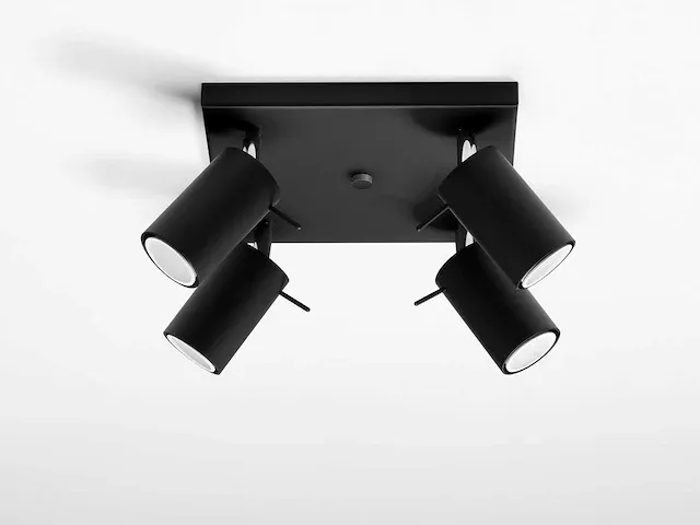 4 x solo focus plafond quad armatuur zwart - afbeelding 4 van  4