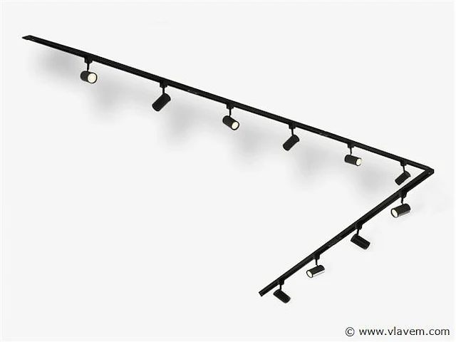 4 x spanningsrail 200 cm inclusief 24 spots zwart - afbeelding 1 van  9
