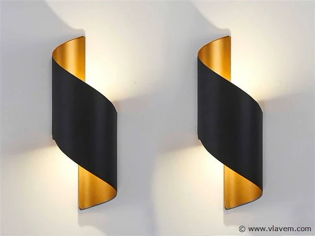 4 x swirl design wandlampen goud zwart - afbeelding 1 van  9