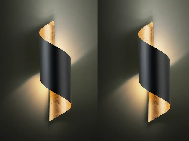 4 x swirl design wandlampen goud zwart - afbeelding 8 van  8