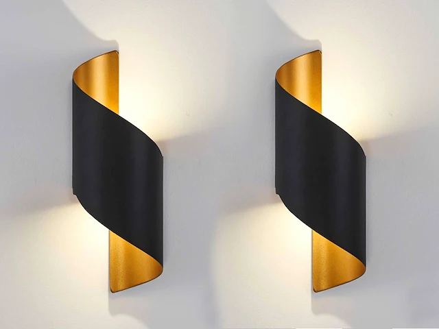 4 x swirl design wandlampen goud zwart - afbeelding 8 van  9