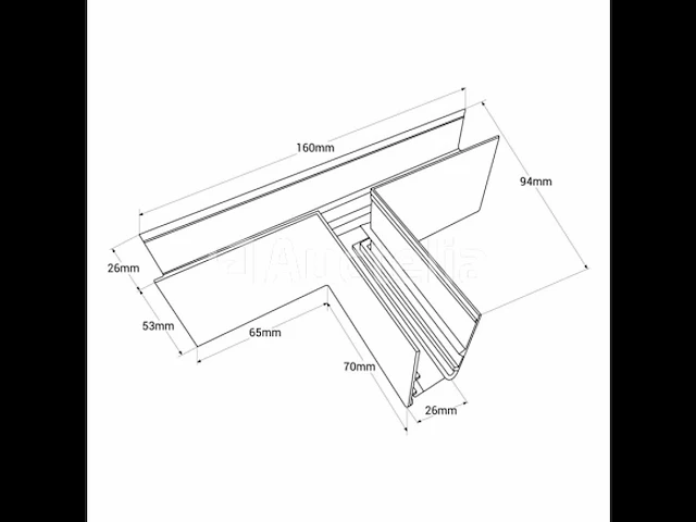 4 x t-connector voor 20 mm opbouw magnetische rails - horizontaal - afbeelding 1 van  4