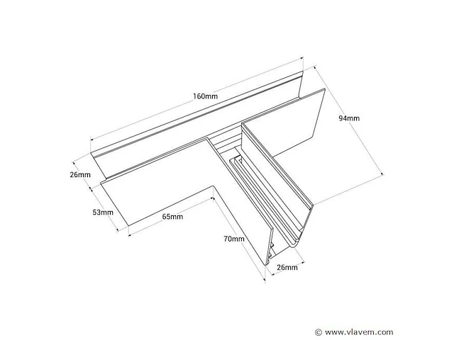 4 x t-connector voor magnetische opbouwrails 20 mm – horizontaal. - afbeelding 4 van  4