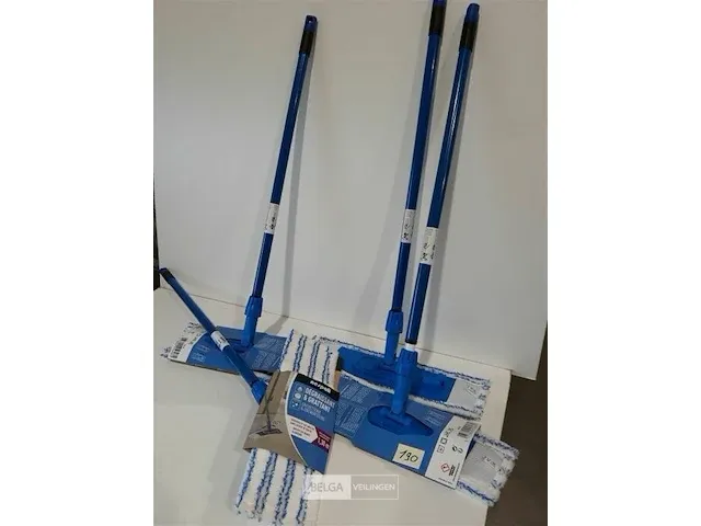 4 x vloer swiffer microvezel met steel 1,3m uitschuifbaar - afbeelding 1 van  3