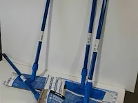 4 x vloer swiffer microvezel met steel 1,3m uitschuifbaar - afbeelding 1 van  3