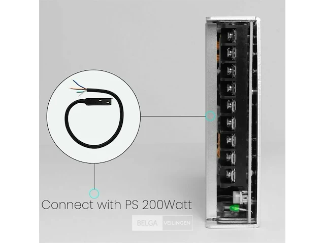 4 x voedingsconnector met kabel voor magnetische rail - 48v - afbeelding 3 van  4