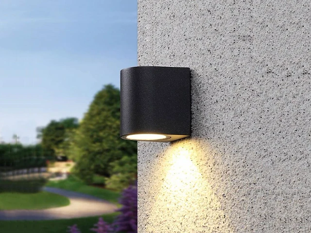 4 x wandlamp modern halfrond gu10 fitting zand zwart waterdicht - afbeelding 3 van  5