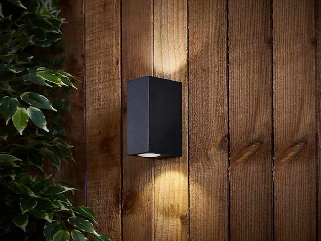 4 x wandlamp rechthoekig gu10 duo fitting zwart waterdicht - afbeelding 3 van  9