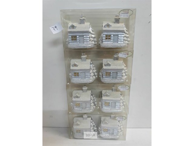 4 x winterhuis 2 stuks 10 cm - afbeelding 1 van  3