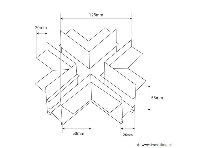 4 x x-connector voor inbouw magnetische rails 20 mm - horizontaal - afbeelding 4 van  4