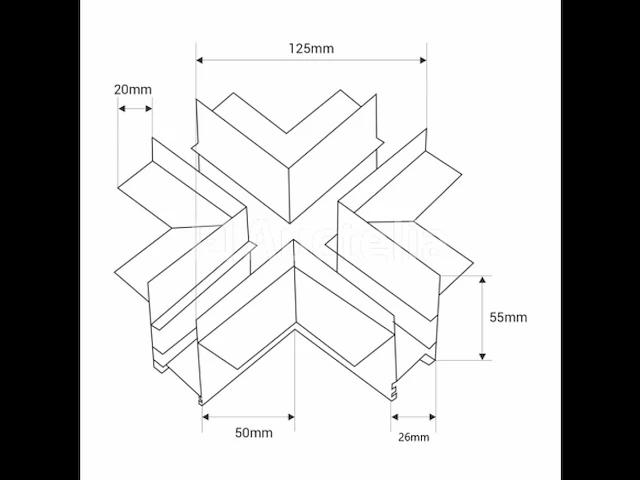 4 x x-connector voor ingebouwde magnetische rails 20 mm – horizontaal. - afbeelding 2 van  4