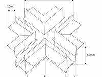 4 x x-connector voor ingebouwde magnetische rails 20 mm – horizontaal. - afbeelding 4 van  4