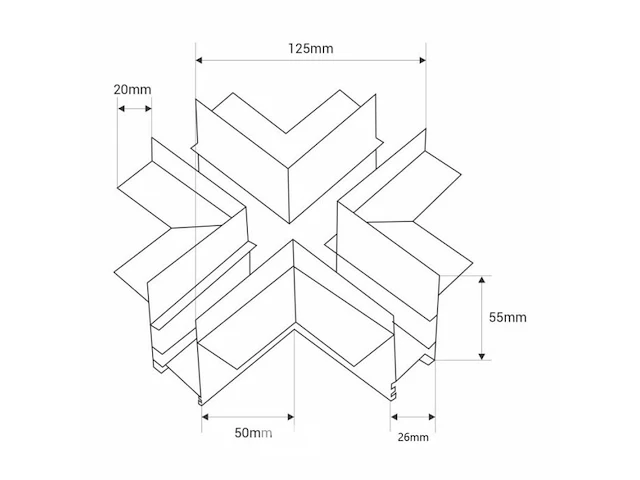 4 x x-connector voor ingebouwde magnetische rails 20 mm – horizontaal. - afbeelding 5 van  5