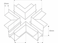 4 x x-connector voor ingebouwde magnetische rails 20 mm – horizontaal. - afbeelding 5 van  5
