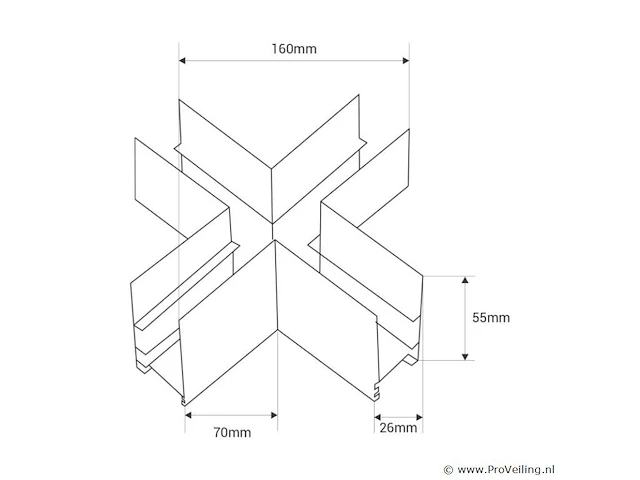 4 x x-connector voor magnetische opbouwrails 20 mm - horizontaal - afbeelding 4 van  4