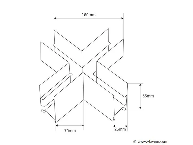 4 x x-connector voor magnetische opbouwrails 20 mm - horizontaal - afbeelding 4 van  4