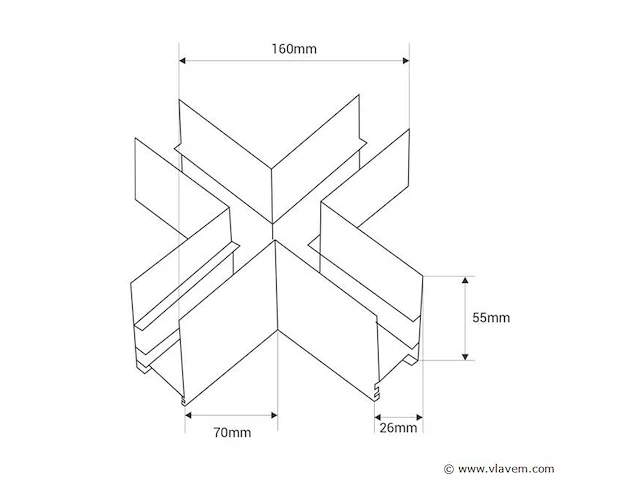 4 x x-connector voor magnetische opbouwrails 20 mm – horizontaal. - afbeelding 4 van  4