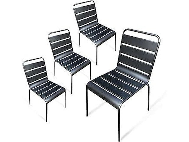 4 x zwart metalen stoel - afbeelding 1 van  4