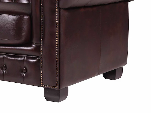 4-zits chesterfield bank 100% bordeaux buffelleer - afbeelding 3 van  12